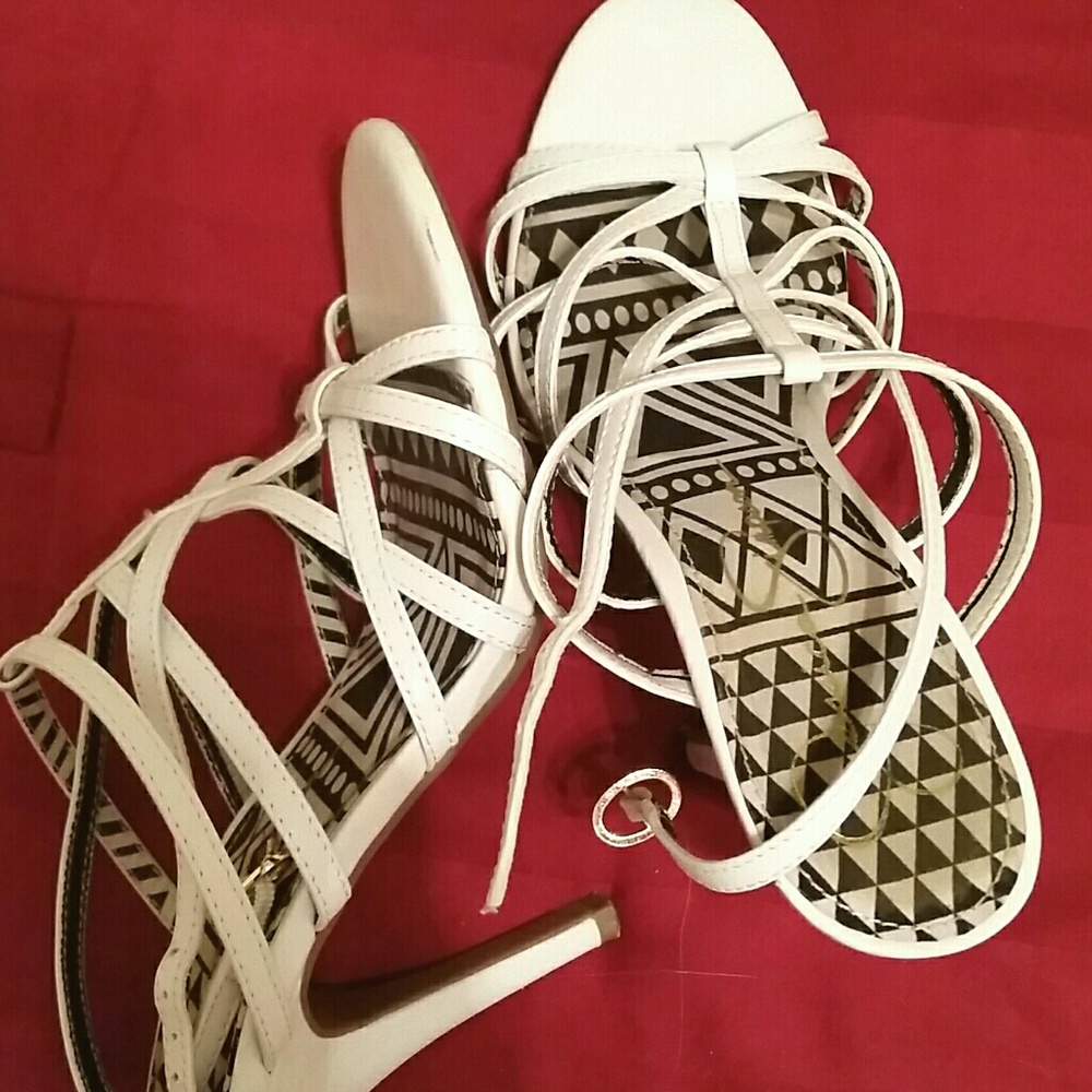 Gorgeous Jessica Simpson Aztec White strappy heel.